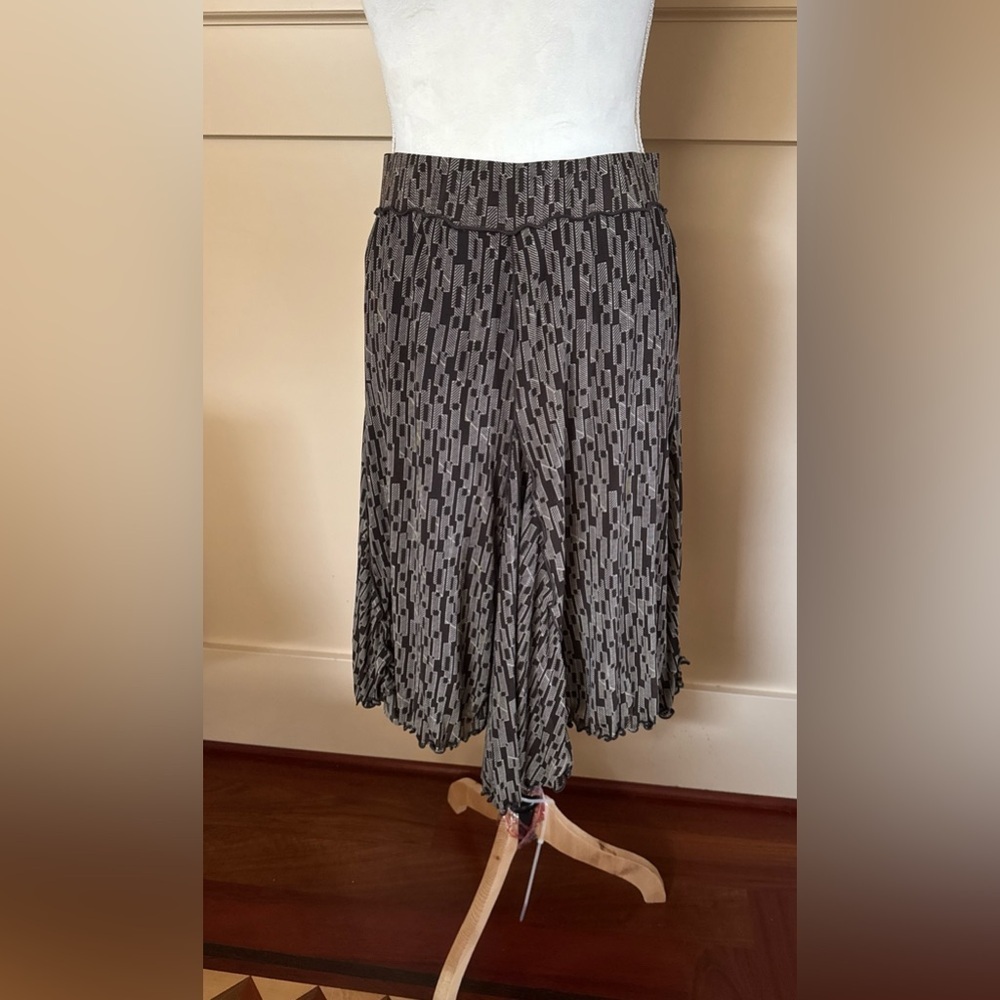 Max Studio Brawn and Tan Geometric GODET Skirt